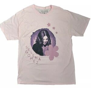 Selena Gomez - Women's Short Sleeve Floral T-Shirt - Pink - LARGE